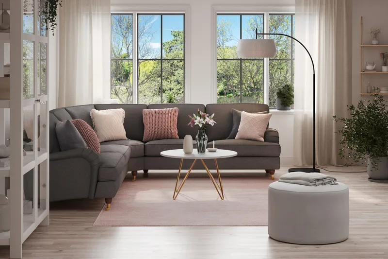 Howard Lyx 6-sits Vänstervänd L-formad Hörnsoffa i Tyg - Mörkgrå - Möbler - Vardagsrum - Soffor - Hörnsoffor