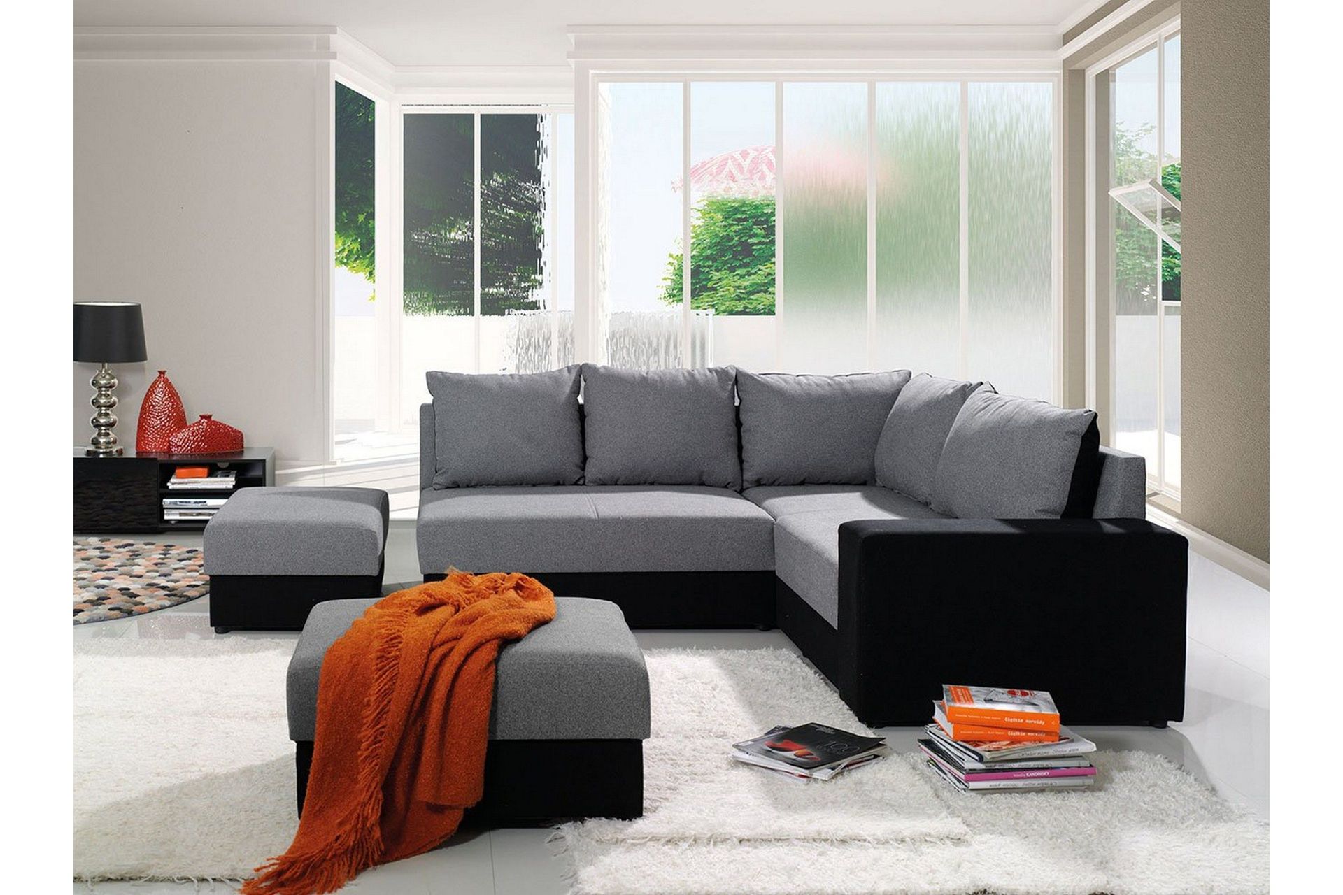 julissa hörnsoffa - svart/vit