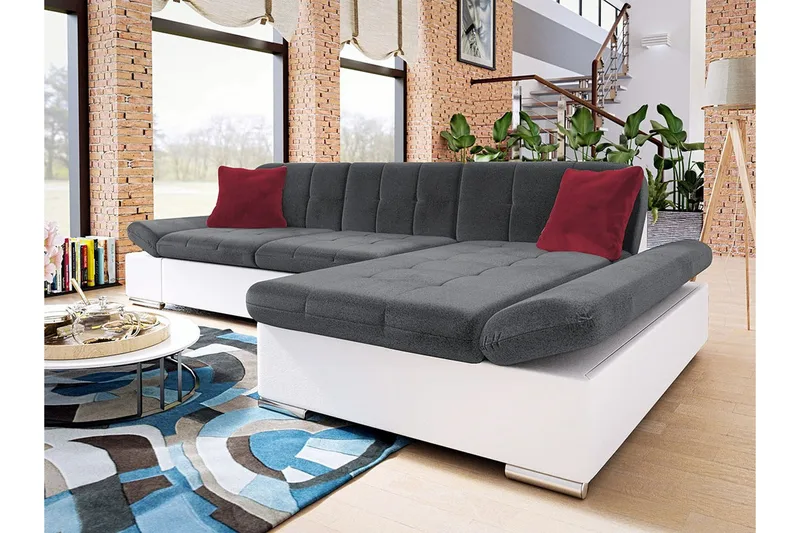 Kintore 3-sits Hörnsoffa Dark Grey/White - Möbler - Vardagsrum - Soffor - Divansoffa & schäslong