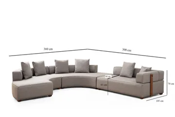 Lasalle Svängd Soffa 6-sits - Grå - Möbler - Vardagsrum - Soffor