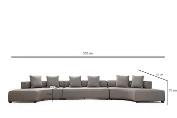 Lasalle Svängd Soffa 6-sits - Grå - Möbler - Vardagsrum - Soffor