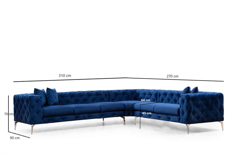 Leithfield Hörnsoffa 6-sits Blå - Möbler - Vardagsrum - Soffor - Hörnsoffor