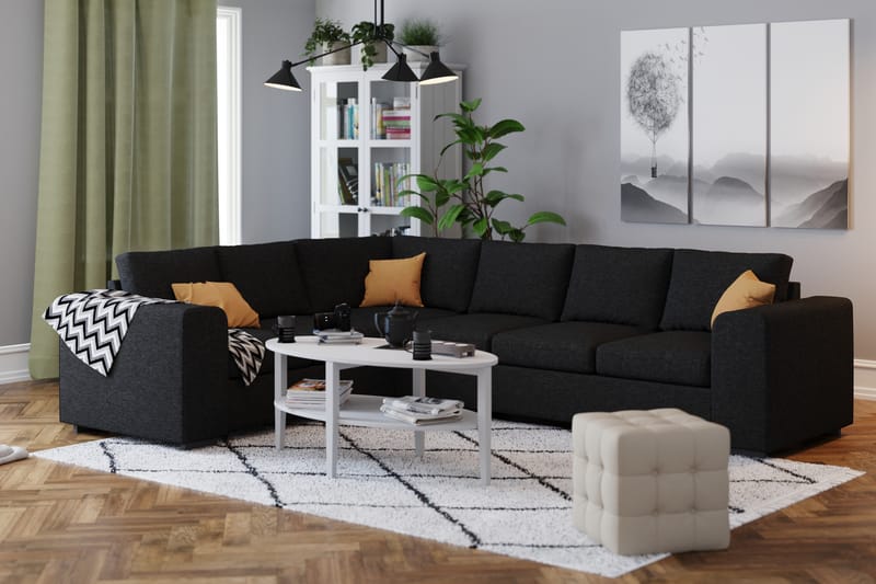 Link 5-sits Vändbar L-formad Hörnsoffa i Tyg - Svart - Möbler - Vardagsrum - Soffor - Hörnsoffor