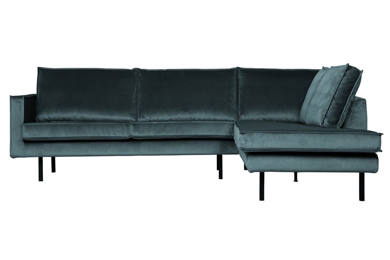Lissbon 3-sits Höger L-formad Hörnsoffa med Divan i Sammet, Blågrön