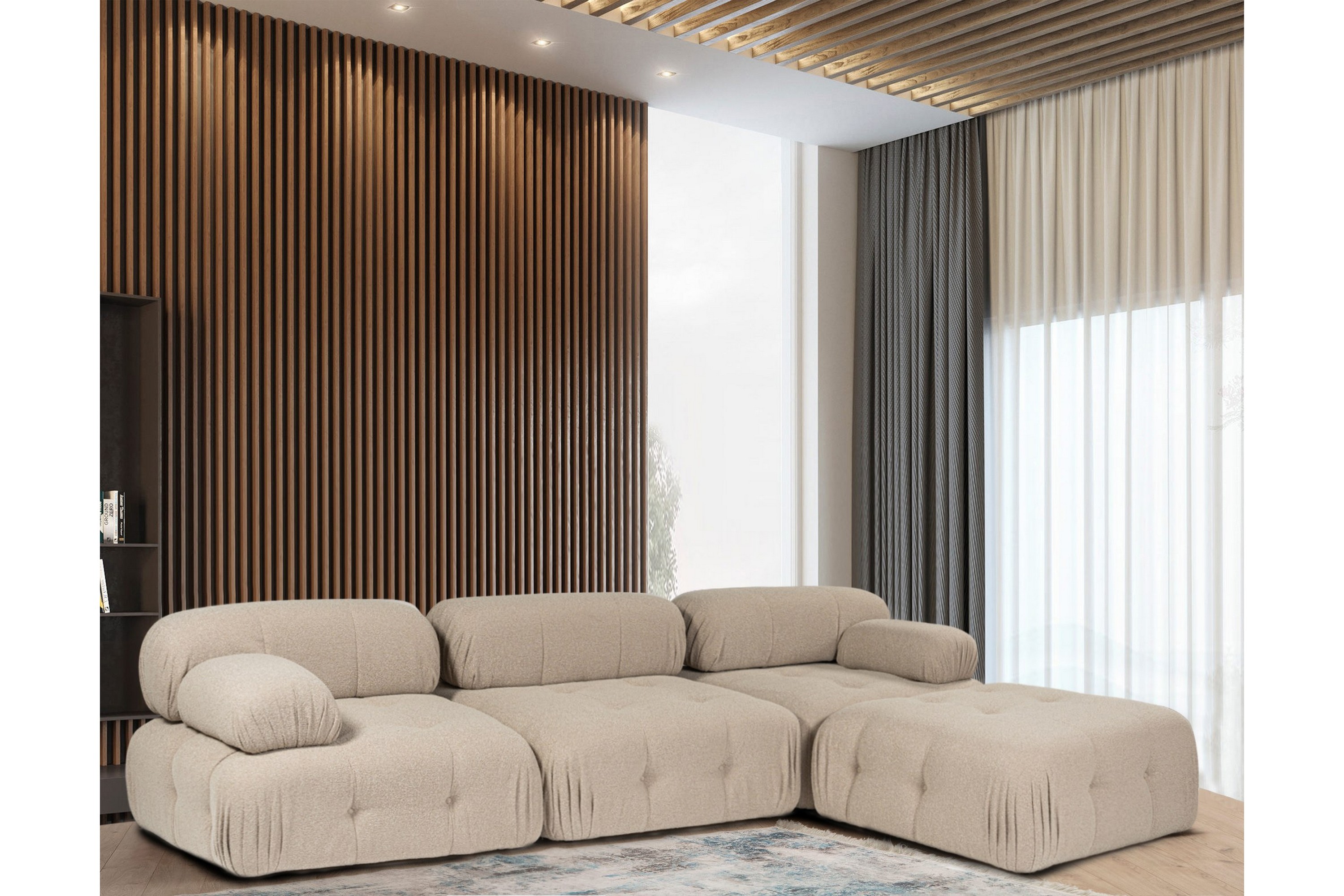 madan hörnsoffa 3-sits peach -