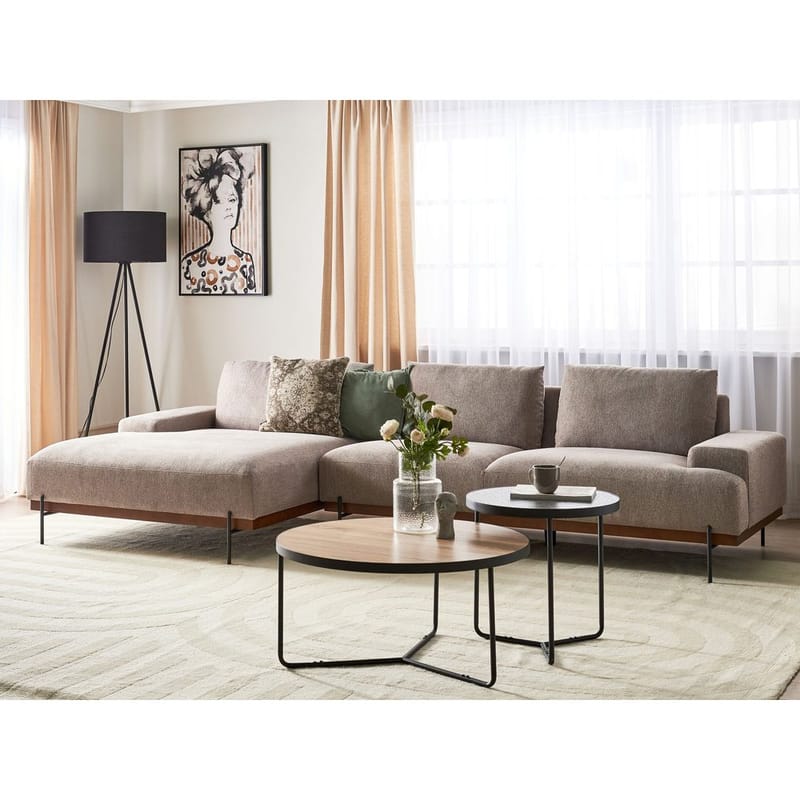 Hörnsoffa Mariferd - Ljusbrun, svart, mörkt trä/Högervänd - Möbler - Vardagsrum - Soffor - Hörnsoffor