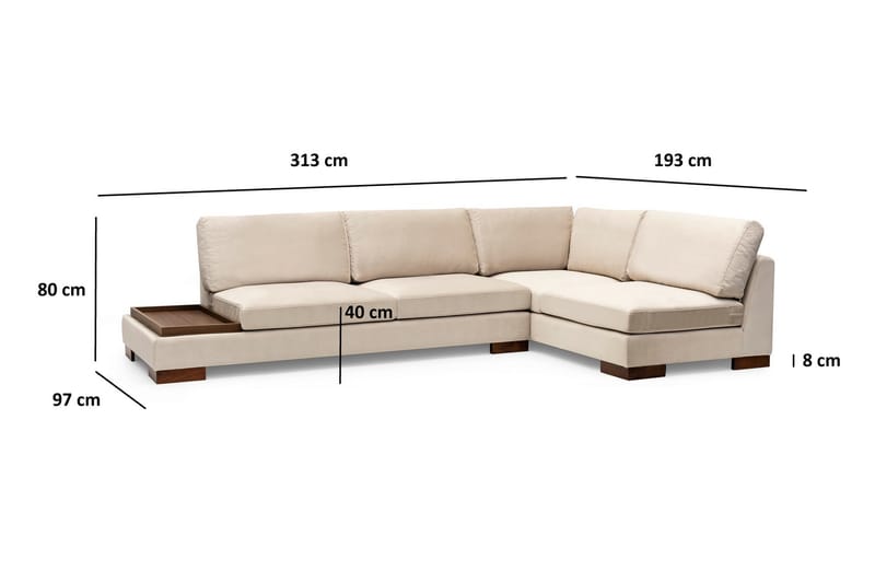 MARYLOUISE Soffa med Schäslong Höger Beige/Natur - Möbler - Vardagsrum - Soffor - Hörnsoffor