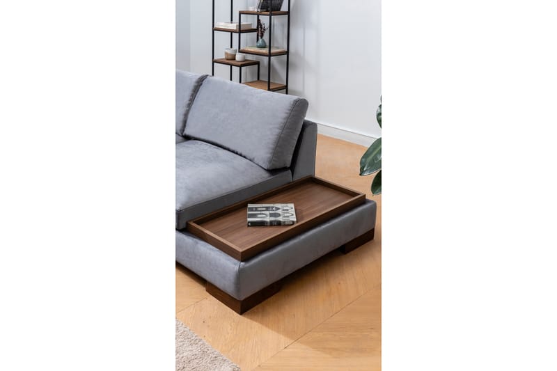 MARYLOUISE Soffa med Schäslong m Pall Vänster Mörkgrå/Natur - Möbler - Vardagsrum - Soffor - Hörnsoffor
