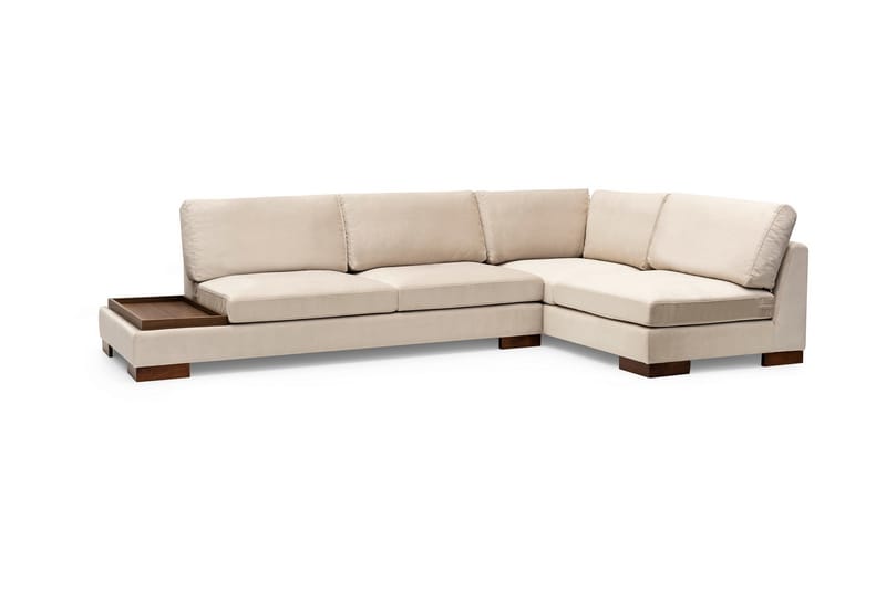 MARYLOUISE Soffa med Schäslong m Pall Höger Beige/Natur - Möbler - Vardagsrum - Soffor - Hörnsoffor