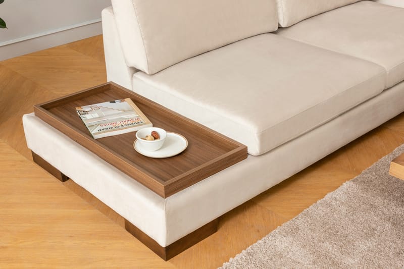 MARYLOUISE Soffa med Schäslong m Pall Höger Beige/Natur - Möbler - Vardagsrum - Soffor - Hörnsoffor