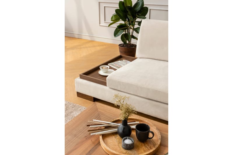 MARYLOUISE Soffa med Schäslong m Pall Höger Beige/Natur - Möbler - Vardagsrum - Soffor - Hörnsoffor