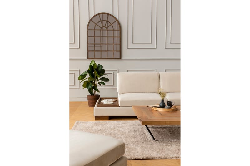 MARYLOUISE Soffa med Schäslong m Pall Höger Beige/Natur - Möbler - Vardagsrum - Soffor - Hörnsoffor
