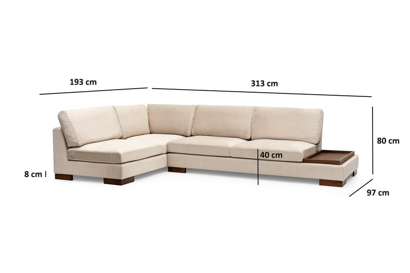 MARYLOUISE Soffa med Schäslong Vänster Beige/Natur - Möbler - Vardagsrum - Soffor - Hörnsoffor