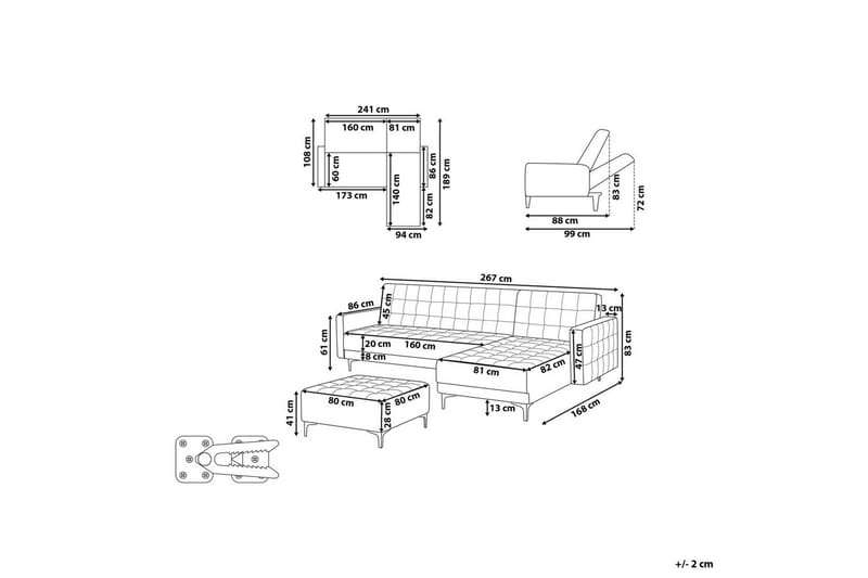Hörnsoffa med fotpall Aberdeen Grå/Silver, Vänstervänd - Grå/Silver, Vänstervänd - Möbler - Vardagsrum - Soffor - Reclinersoffor & Biosoffor