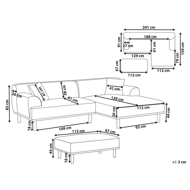 Hörnsoffa med fotpall Holt - Beige, brun/Polyester - Möbler - Vardagsrum - Soffor - Hörnsoffor