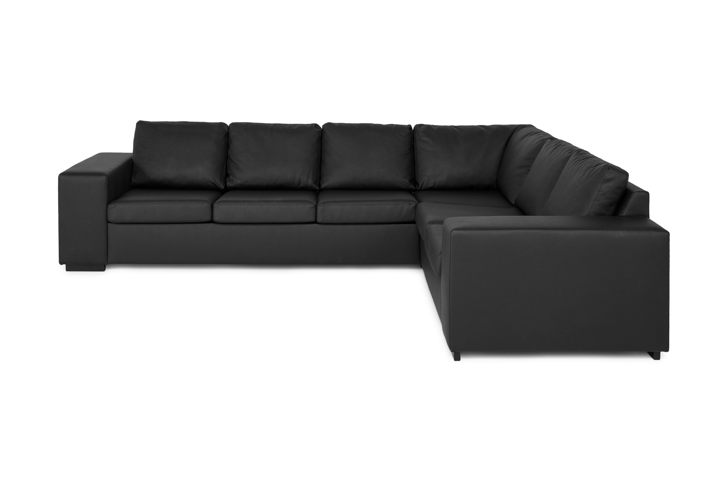 memphis 5-sits vändbar l-formad hörnsoffa i konstläder - svart
