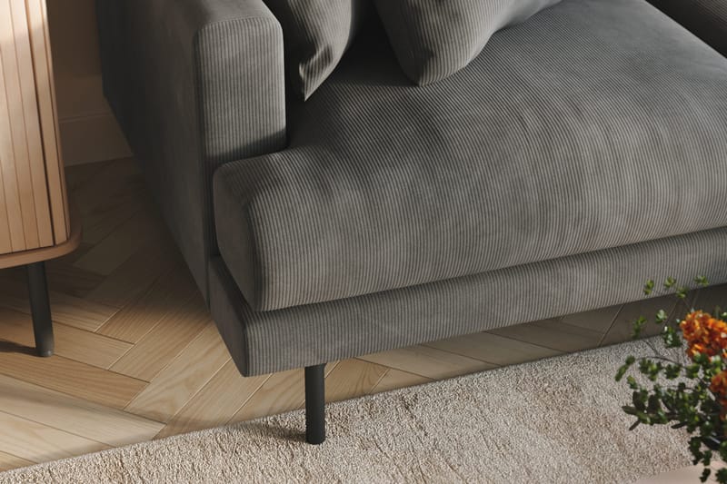 Menard 6-sits Högervänd L-formad Hörnsoffa i Manchester - Grå - Möbler - Vardagsrum - Soffor - Hörnsoffor