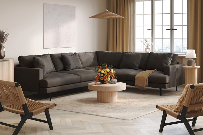 Menard 6-sits Högervänd L-formad Hörnsoffa i Manchester - Mörkgrå - Möbler - Vardagsrum - Soffor - Hörnsoffor