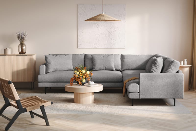 Menard 6-sits Högervänd L-formad Hörnsoffa i Tyg - Grå - Möbler - Vardagsrum - Soffor - Hörnsoffor