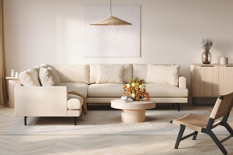Menard 6-sits Vänstervänd L-formad Hörnsoffa i Manchester - Beige - Möbler - Vardagsrum - Soffor - Hörnsoffor