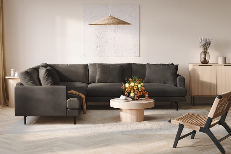 Menard 6-sits Vänstervänd L-formad Hörnsoffa i Manchester - Mörkgrå - Möbler - Vardagsrum - Soffor - Hörnsoffor