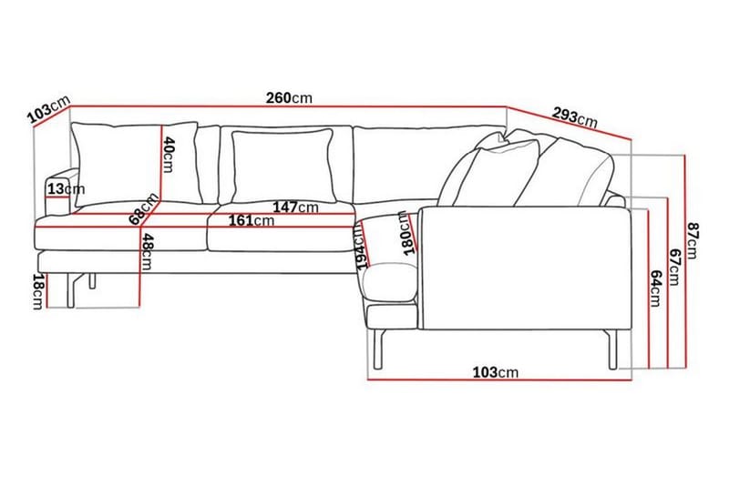 Menard 6-sits Vänstervänd L-formad Hörnsoffa i Manchester - Mörkgrå - Möbler - Vardagsrum - Soffor - Hörnsoffor