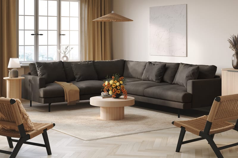 Menard 6-sits Vänstervänd L-formad Hörnsoffa i Manchester - Mörkgrå - Möbler - Vardagsrum - Soffor - Hörnsoffor