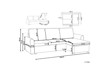 Nesna Hörnsoffa 228 cm - Grå - Möbler - Vardagsrum - Bäddsoffor - Bäddsoffa divan