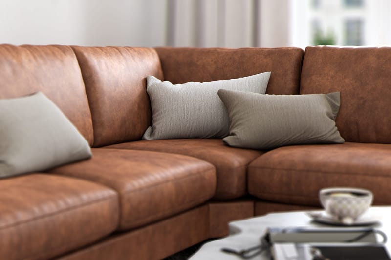 Ocean Lyx 5-sits Vändbar L-formad Hörnsoffa i Konstläder - Brun - Möbler - Vardagsrum - Soffor - Hörnsoffor