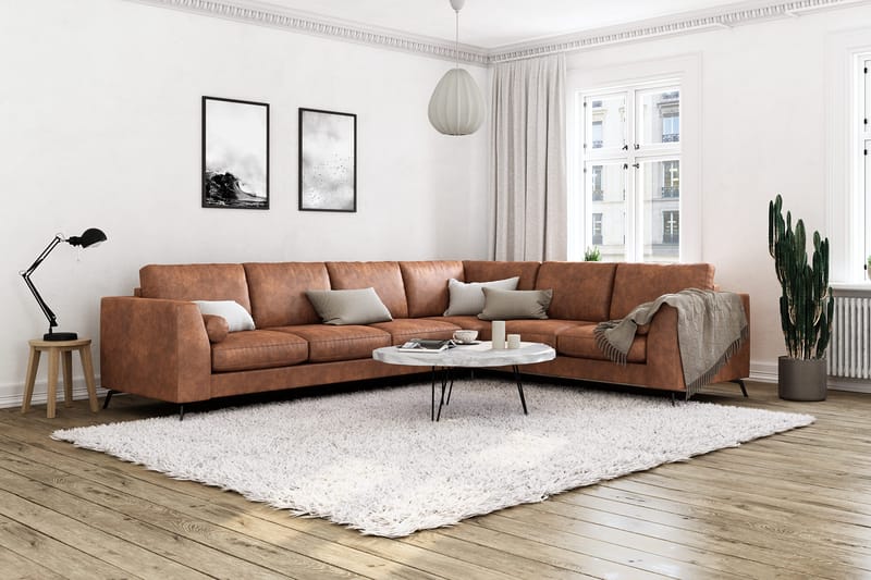 Ocean Lyx 5-sits Vändbar L-formad Hörnsoffa i Konstläder - Brun - Möbler - Vardagsrum - Soffor - Hörnsoffor