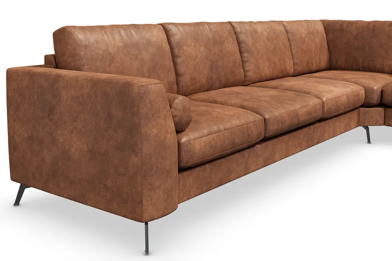 Ocean Lyx 5-sits Vändbar L-formad Hörnsoffa i Konstläder - Brun - Möbler - Vardagsrum - Soffor - Hörnsoffor