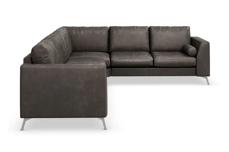 Ocean Lyx 5-sits Vändbar L-formad Hörnsoffa i Konstläder - Mörkgrå - Möbler - Vardagsrum - Soffor - Hörnsoffor