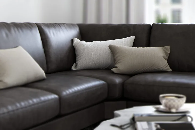 Ocean Lyx 5-sits Vändbar L-formad Hörnsoffa i Konstläder - Mörkgrå - Möbler - Vardagsrum - Soffor - Hörnsoffor