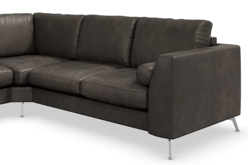 Ocean Lyx 5-sits Vändbar L-formad Hörnsoffa i Konstläder - Mörkgrå - Möbler - Vardagsrum - Soffor - Hörnsoffor