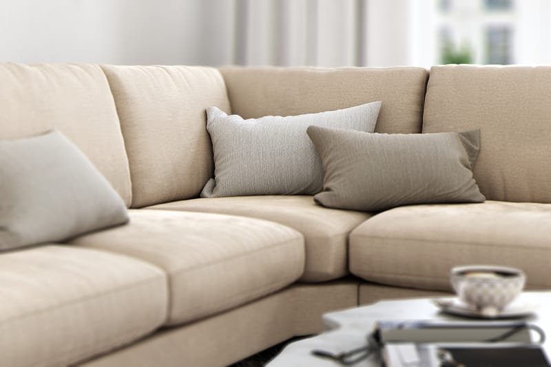 Ocean Lyx 5-sits Vändbar L-formad Hörnsoffa i Sammet - Beige - Möbler - Vardagsrum - Soffor - Hörnsoffor