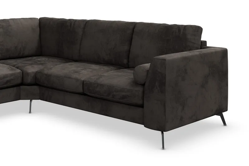 Ocean Lyx 5-sits Vändbar L-formad Hörnsoffa i Sammet - Mörkgrå - Möbler - Vardagsrum - Soffor - Hörnsoffor