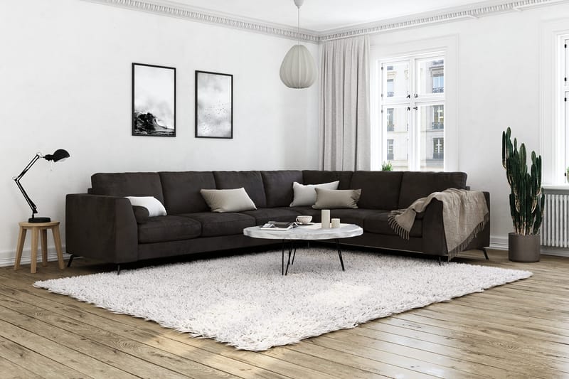 Ocean Lyx 5-sits Vändbar L-formad Hörnsoffa i Sammet - Mörkgrå - Möbler - Vardagsrum - Soffor - Hörnsoffor