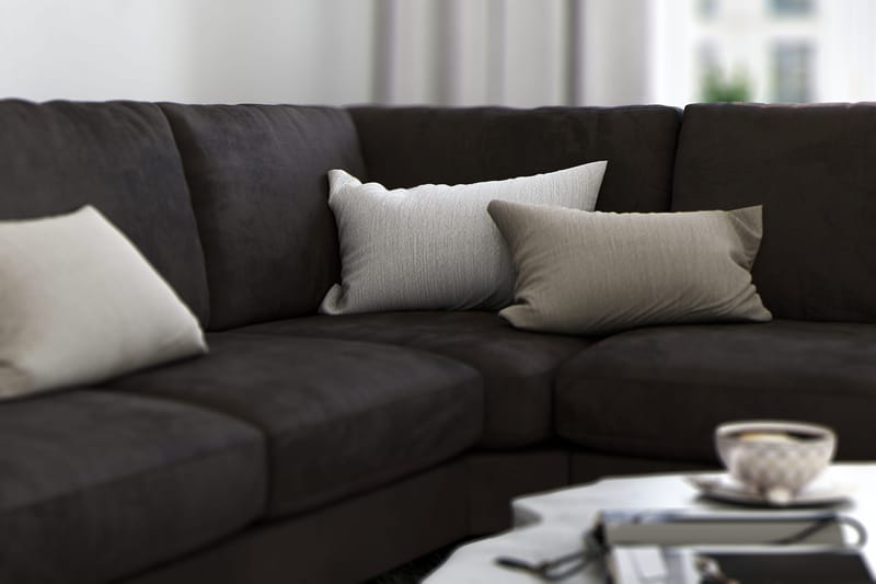Ocean Lyx 5-sits Vändbar L-formad Hörnsoffa i Sammet - Mörkgrå - Möbler - Vardagsrum - Soffor - Hörnsoffor