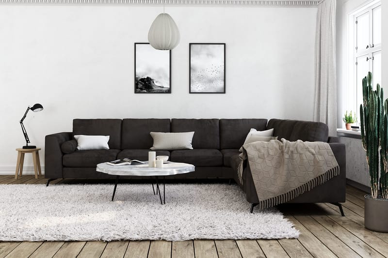 Ocean Lyx 5-sits Vändbar L-formad Hörnsoffa i Sammet - Mörkgrå - Möbler - Vardagsrum - Soffor - Hörnsoffor