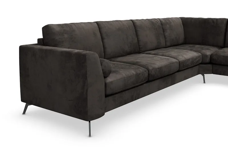 Ocean Lyx 5-sits Vändbar L-formad Hörnsoffa i Sammet - Mörkgrå - Möbler - Vardagsrum - Soffor - Hörnsoffor