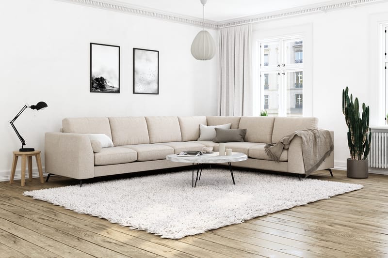 Ocean Lyx 5-sits Vändbar L-formad Hörnsoffa i Tyg - Beige - Möbler - Vardagsrum - Soffor - Hörnsoffor