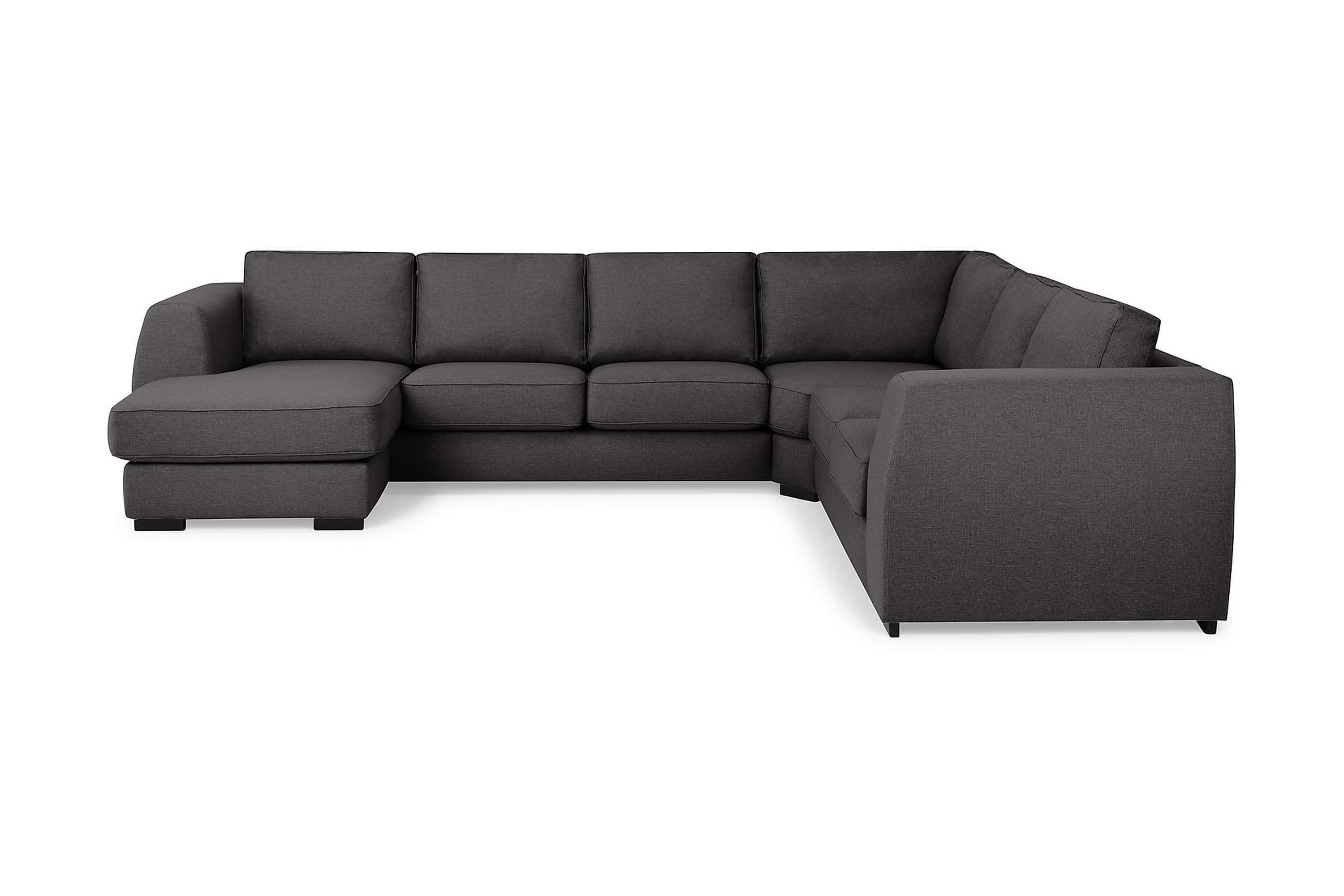 optus 5-sits vändbar u-formad hörnsoffa med divan i tyg - mörkgrå