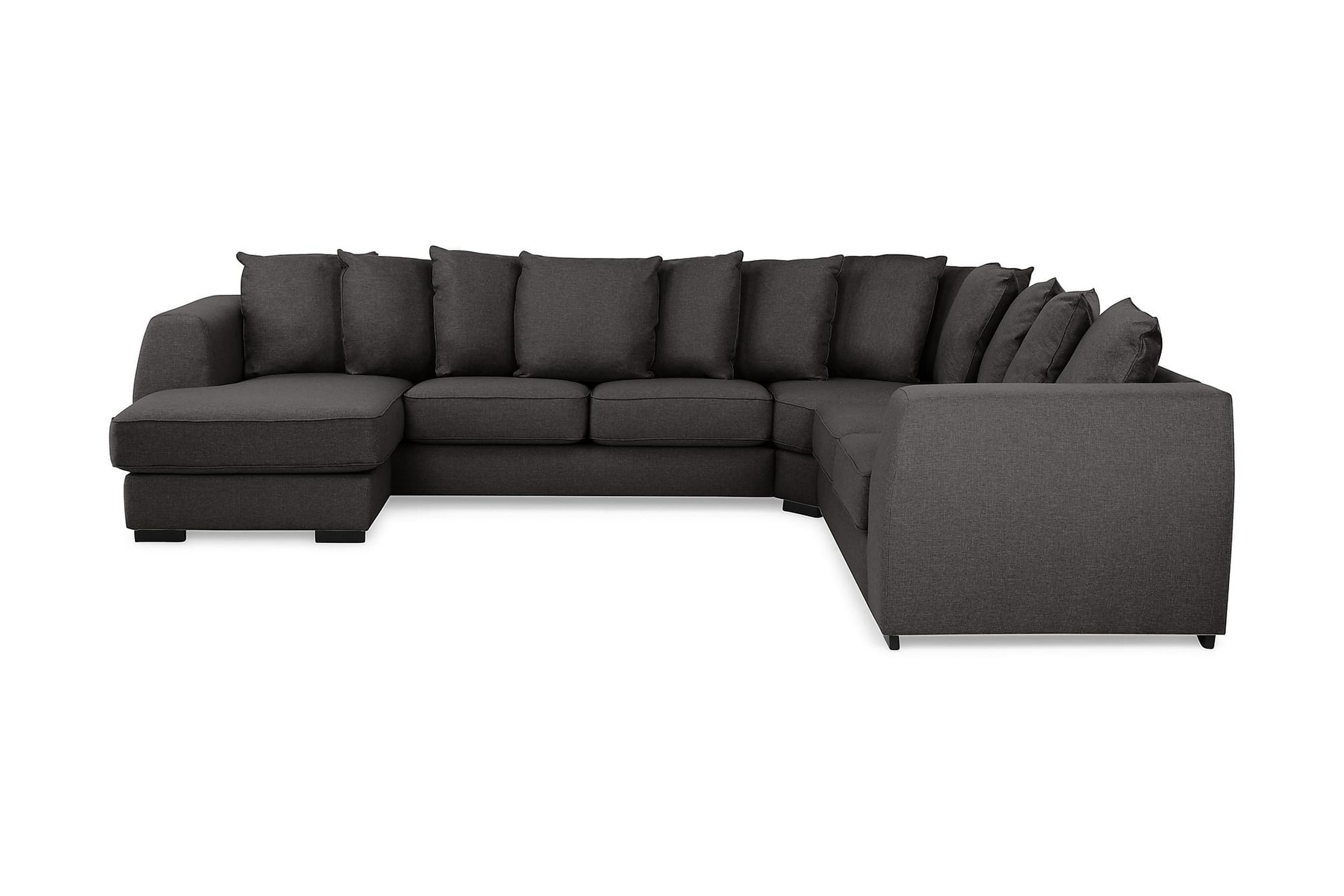 optus 5-sits vändbar u-formad hörnsoffa med divan i tyg - mörkgrå