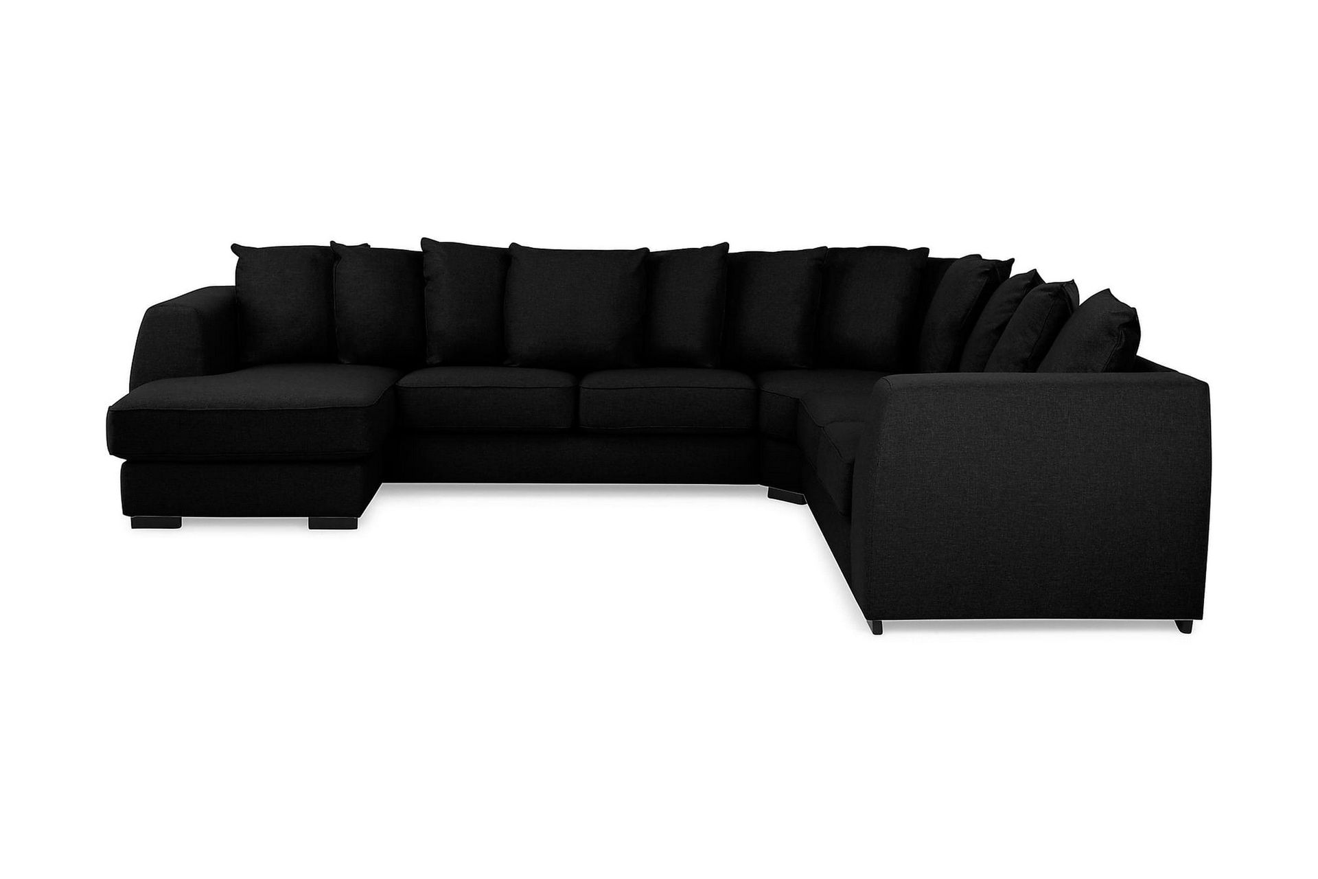 optus 5-sits vändbar u-formad hörnsoffa med divan i tyg - svart