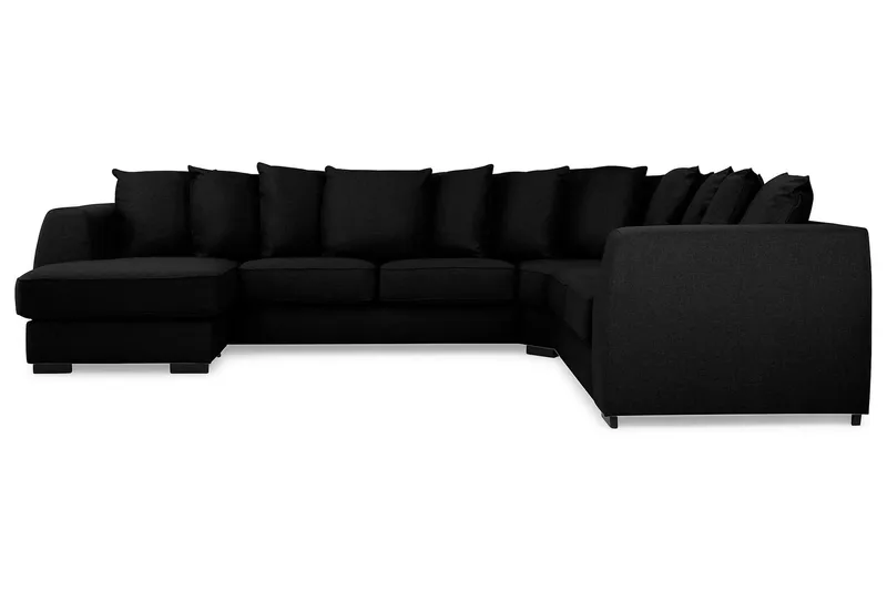 Optus 5-sits Vändbar U-formad Hörnsoffa med divan i Tyg - Svart - Möbler - Vardagsrum - Soffor - Hörnsoffor