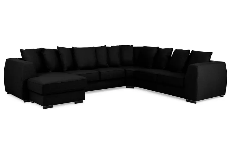 Optus 5-sits Vändbar U-formad Hörnsoffa med divan i Tyg - Svart - Möbler - Vardagsrum - Soffor - Hörnsoffor
