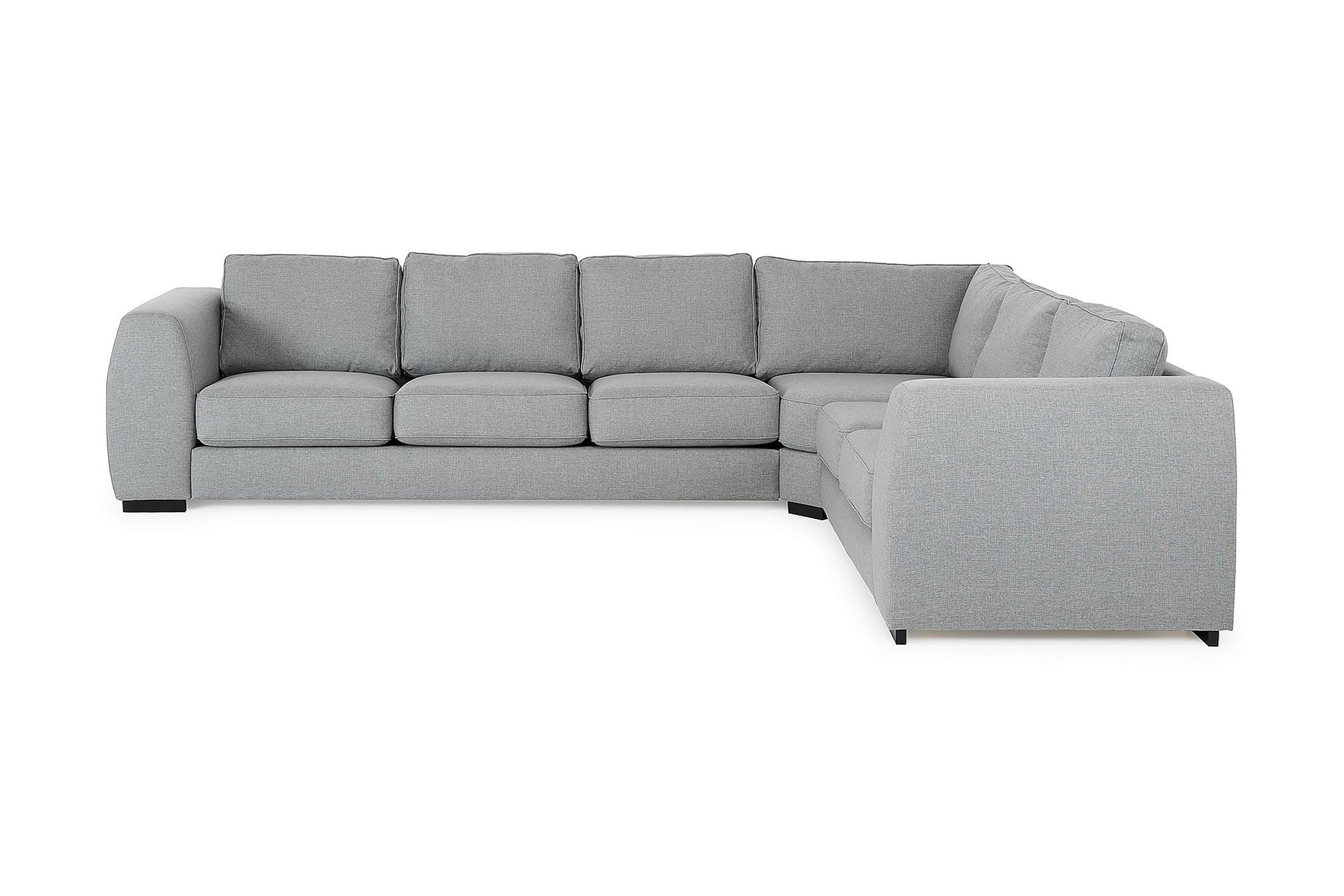 optus 5-sits vänstervänd l-formad hörnsoffa i tyg - ljusgrå