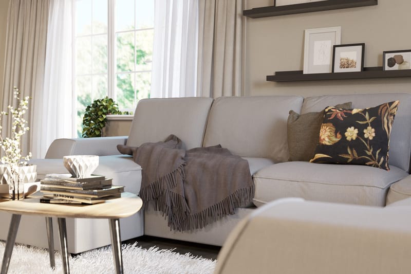 Optus Lyx 5-sits Högervänd U-formad Hörnsoffa med divan i Tyg - Grå - Möbler - Vardagsrum - Soffor - Hörnsoffor