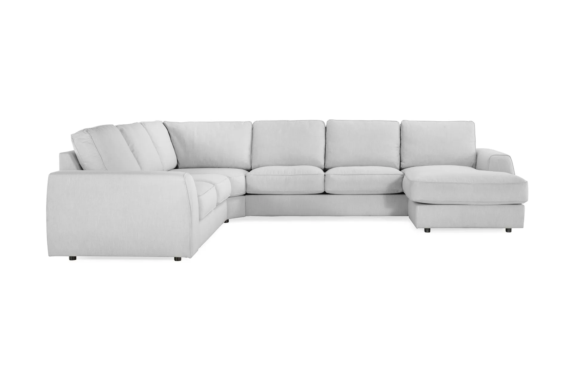 optus lyx 5-sits högervänd u-formad hörnsoffa med divan i tyg - grå