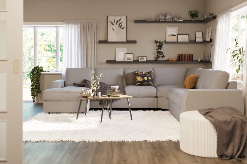 Optus Lyx 5-sits Högervänd U-formad Hörnsoffa med divan i Tyg - Grå - Möbler - Vardagsrum - Soffor - Hörnsoffor